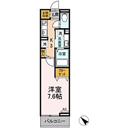 グレーヌメゾン 2階1Kの間取り