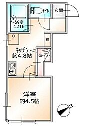 Ｍａｉｓｏｎ Ｏｍｂｌｅ Ｖｅｒｔｅ Ａ号室 1階1Kの間取り