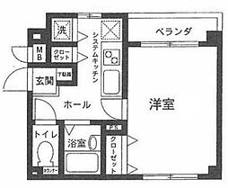 メリディアン八王子II 1階1Kの間取り