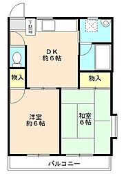 第一古川ビル 2DKの間取図画像