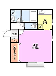 メゾン・ド・ラ・ブリーズE 1Kの間取図画像