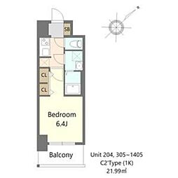 S-RESIDENCE堺altklas 14階1Kの間取り