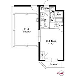グランパセオ代々木上原2 3階1Kの間取り