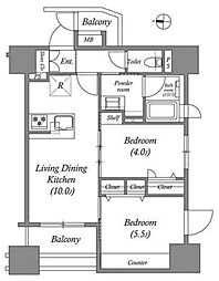 ACPレジデンス中野新橋 2LDKの間取図画像