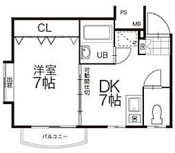 桜華杏 2階1DKの間取り