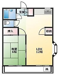 サンパークハイツ 1LDKの間取図画像