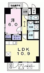 リエート尾浜 1LDKの間取図画像