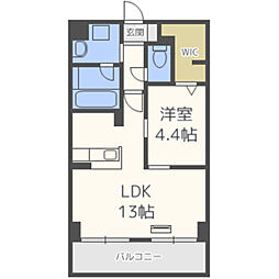 アヴェニール新宮 1LDKの間取図画像