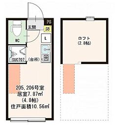 ハーモニーテラス久我山2 ワンルームの間取図画像