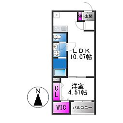 松原市高見の里2丁目アパート 1LDKの間取図画像