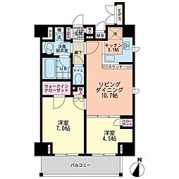 エスティメゾン赤羽 4階2LDKの間取り