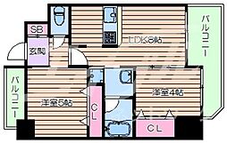 アーデンタワー本町イースト 2LDKの間取図画像