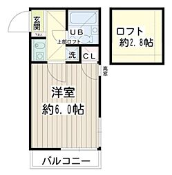 尻手ハイデンス 1Kの間取図画像