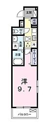 フルール ド フレーズ 1Kの間取図画像