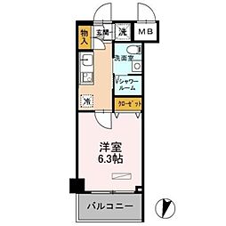 カスタリア武蔵小杉 1Kの間取図画像
