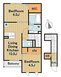 ルリアン 2階2LDKの間取り