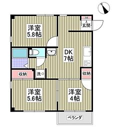 ビュー・パレー上福岡 3DKの間取図画像