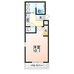 フジパレス山之内ノース 1Kの間取図画像