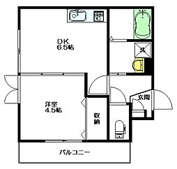 ウィステリア 1DKの間取図画像