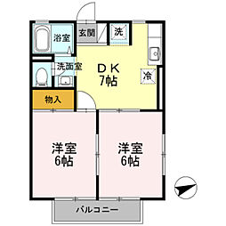 サンロイヤル 2DKの間取図画像