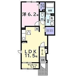 エアリーＢ 1階1LDKの間取り