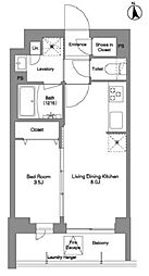 コンフォリア戸越公園 3階1LDKの間取り