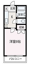 サンアークII 1階1Kの間取り