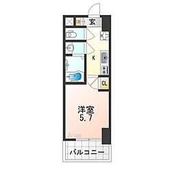 JR関西本線 東部市場前駅 徒歩4分の賃貸マンション 7階1Kの間取り