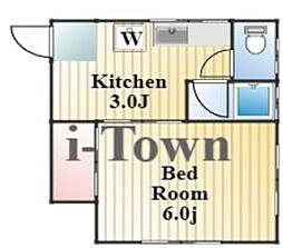 メゾン睦 2階1Kの間取り