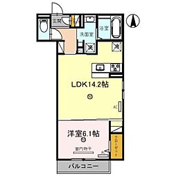 アルカンシエル 1LDKの間取図画像