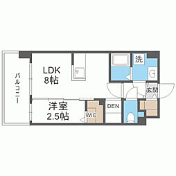 MODERNPALAZZO博多FRONT 1LDKの間取図画像