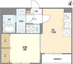 ウェルスクエア幡ヶ谷 1DKの間取図画像