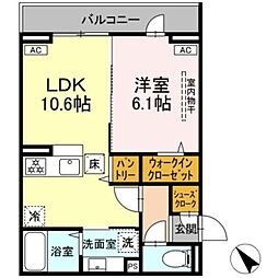 D Paina 登戸2 1LDKの間取図画像