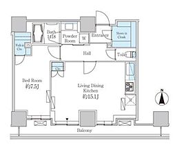 ベルファース芝浦タワー 20階1LDKの間取り