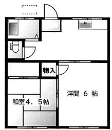 松風ハイツ 2Kの間取図画像