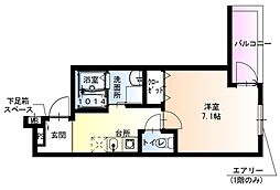 Osaka Metro中央線 長田駅 徒歩8分の賃貸アパート 2階1Kの間取り