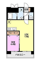 スカイオン本町 1LDKの間取図画像