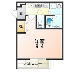 JR片町線(学研都市線) 放出駅 徒歩8分の賃貸アパート 3階1Kの間取り