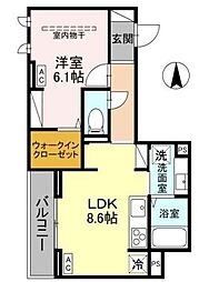 D-Sereno富士見町 3階1LDKの間取り