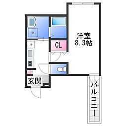 ALEGRIA津久野North 1階1Kの間取り