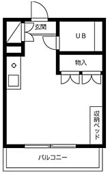 ビレッジ里美 1階ワンルームの間取り