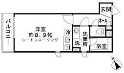 LAUREL三ノ輪 1階ワンルームの間取り