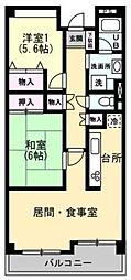 TOHO船堀マンション 2LDKの間取図画像