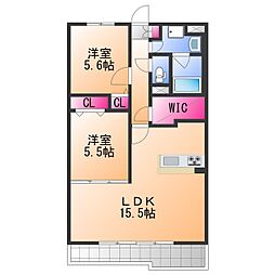 エクセルコート二色の浜 2LDKの間取図画像