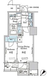 晴海フラッグ ポートヴィレッジ B棟 15階1LDKの間取り