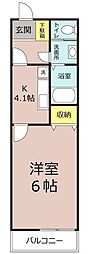シャルムハイツ 1Kの間取図画像