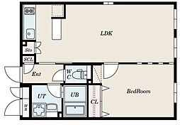 パセオ荏原中延 3階1LDKの間取り