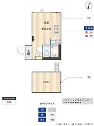 G・Aヒルズ下末吉 2階ワンルームの間取り