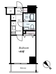 メイクスデザイン門前仲町リバープレイス 9階1Kの間取り
