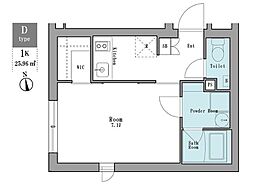 LEGALAND白金高輪 1Kの間取図画像